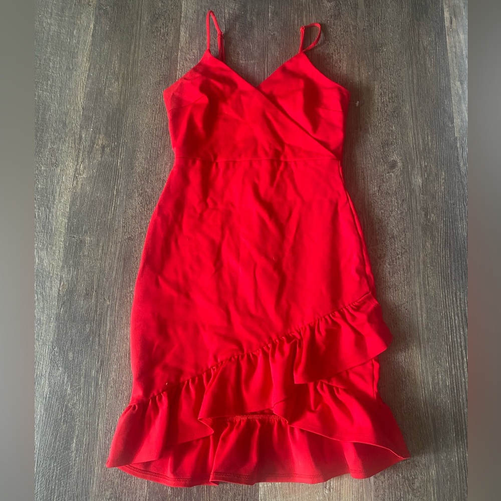 Lulu's Vibrant Red mini Strap Dress